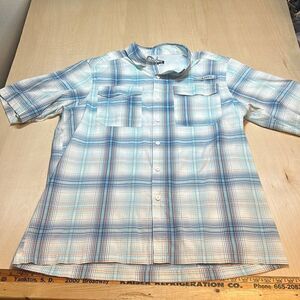 HABIT Mens Riverside DownstrEam Plaid Boritas Bay‎ Shirt S/S UPF 30+ Sz L